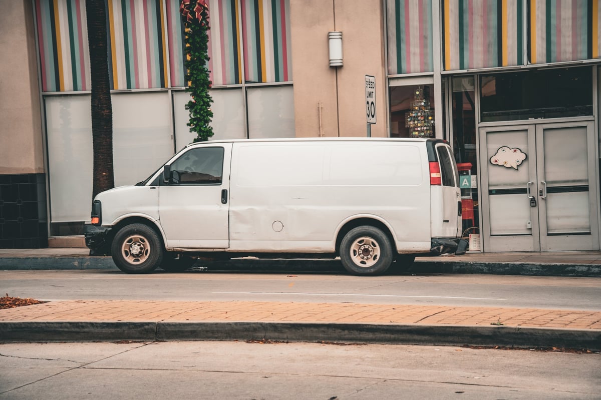 Cargo van parked on a street in Northeastern Pennsylvania
